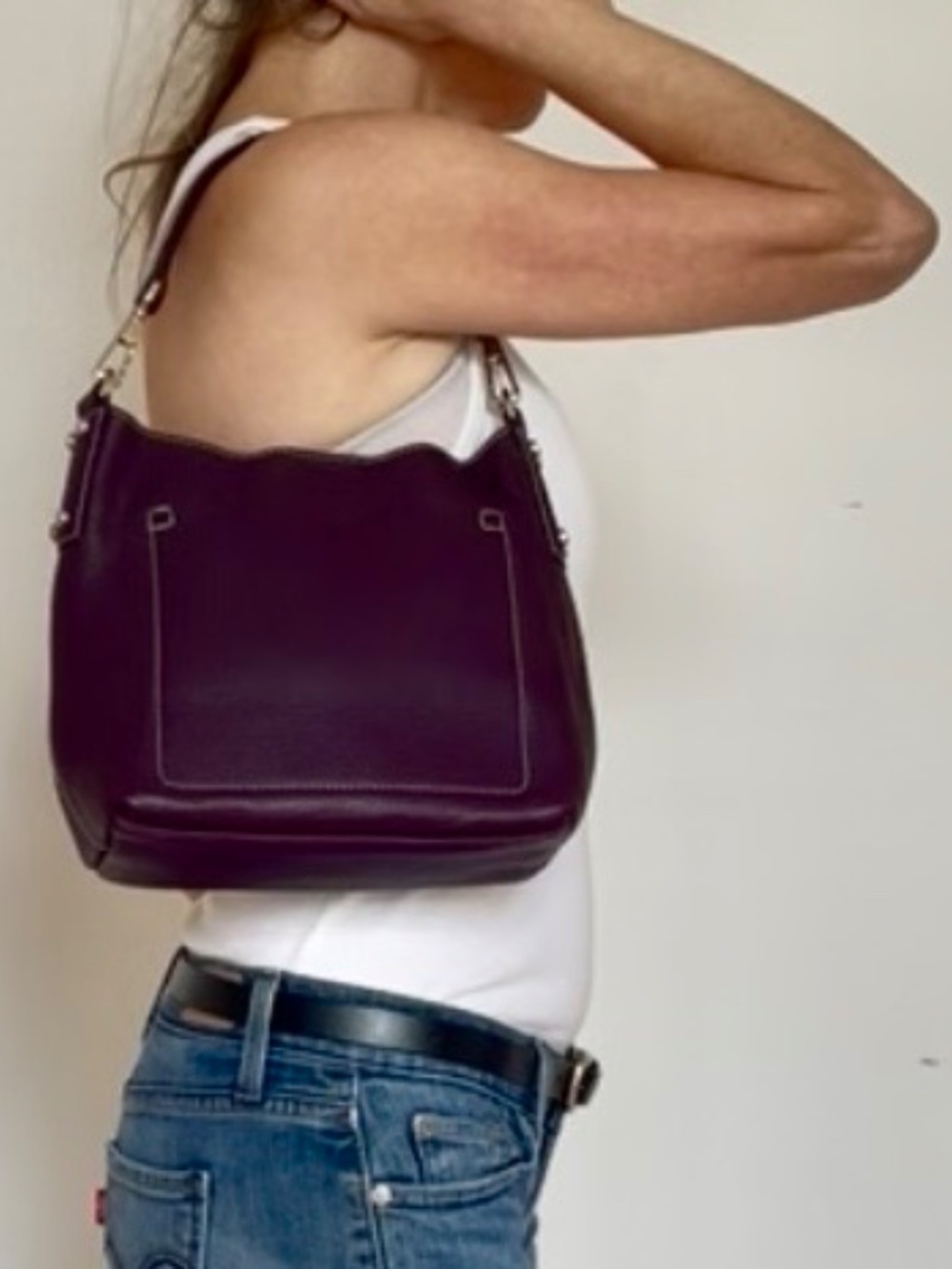 Dooney & Bourke Purple Pebbled Leather Hobo Italy